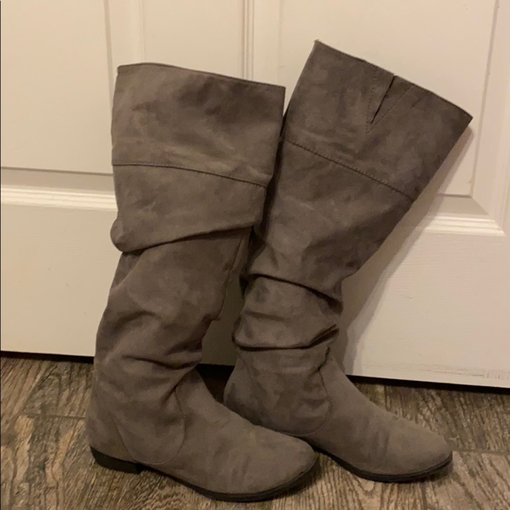 Knee high gray boots